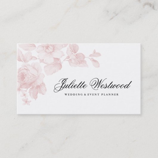 Elegant Floral Blush Pink Visitekaartje (Voorkant)