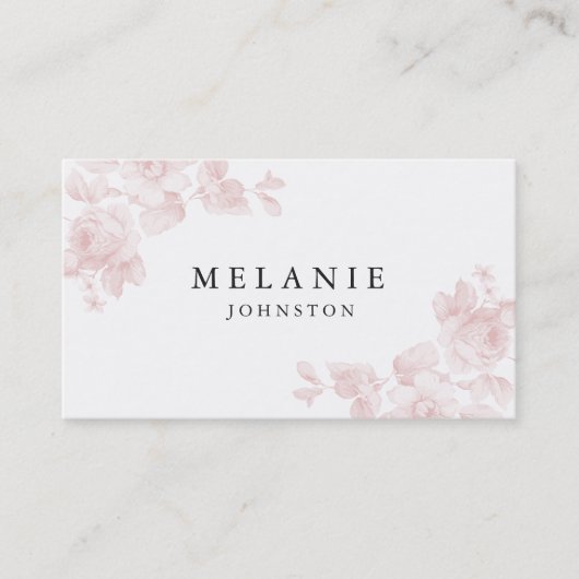 Elegant Floral Blush Pink Visitekaartje (Voorkant)