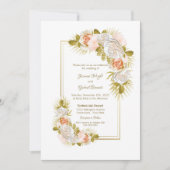 Elegant Floral Blush Pink Wedding Kaart (Voorkant)