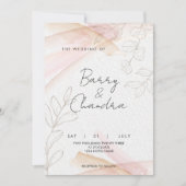Elegant Floral Blush Pink Wedding Kaart (Voorkant)