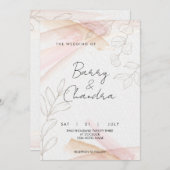 Elegant Floral Blush Pink Wedding Kaart (Voorkant / Achterkant)