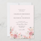 Elegant Floral Blush Pink Wedding Kaart (Voorkant)