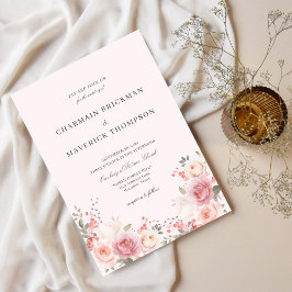 Elegant Floral Blush Pink Wedding Kaart