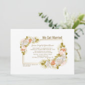 Elegant Floral Blush Pink Wedding Reception Kaart (Staand voorkant)