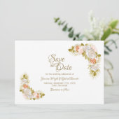 Elegant Floral Blush Pink Wedding Save The Date (Staand voorkant)
