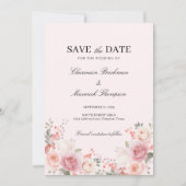 Elegant Floral Blush Pink Wedding Save The Date (Voorkant)