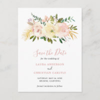 Elegant Floral Blush Pink Wedding Save the Date
