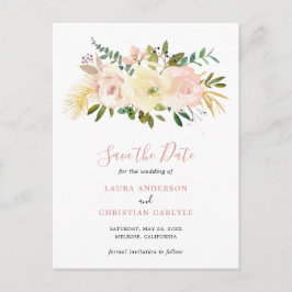 Elegant Floral Blush Pink Wedding Save the Date Aankondigingskaart