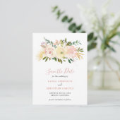 Elegant Floral Blush Pink Wedding Save the Date Aankondigingskaart (Staand voorkant)