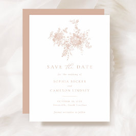 Elegant Floral Blush Pink Wedding Save the Date Kaart