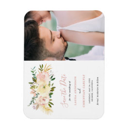 Elegant Floral Blush Pink Wedding Save the Date Magneet