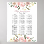 Elegant Floral Blush Pink Wedding Seating Chart Poster (Voorkant)