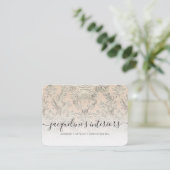 Elegant Floral Blush Pink  Wood Damask Visitekaartje (Staand voorkant)