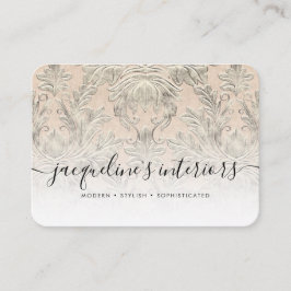 Elegant Floral Blush Pink  Wood Damask Visitekaartje