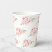 Elegant Floral Blush Roze Roze Cups Papieren Bekers (Achterkant)
