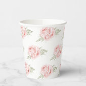 Elegant Floral Blush Roze Roze Cups Papieren Bekers (Links)