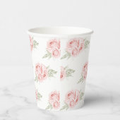 Elegant Floral Blush Roze Roze Cups Papieren Bekers (Rechts)