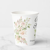 Elegant Floral Blush Roze Vrijgezellenfeest Papier Papieren Bekers (Voorkant)