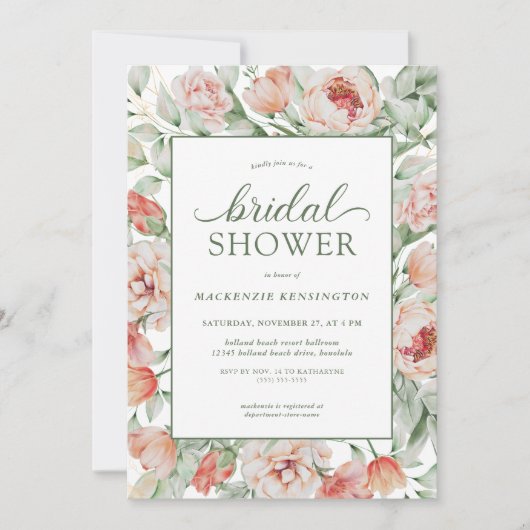 Elegant Floral Blush Sage Green Vrijgezellenfeest Kaart (Voorkant)