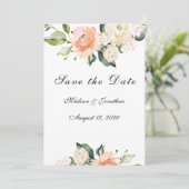 Elegant Floral Blush Script Save The Date (Staand voorkant)