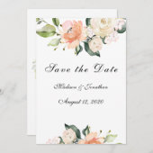 Elegant Floral Blush Script Save The Date (Voorkant / Achterkant)