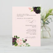 Elegant Floral Blush & Wine Bride Parents Wedding Kaart (Staand voorkant)