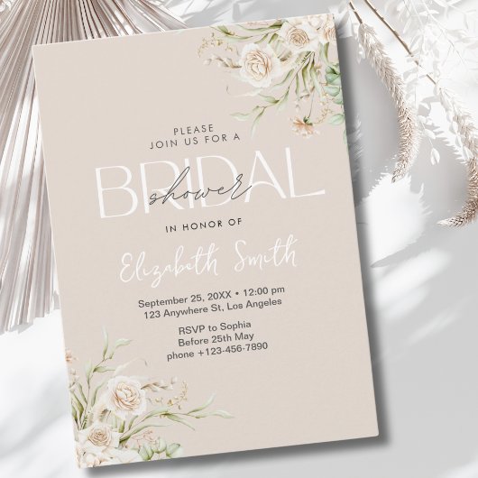 Elegant Floral Boho Bridal Shower Kaart