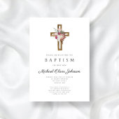 Elegant Floral Boho Cross Baptisme Kaart