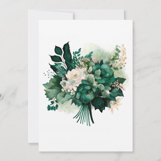 Elegant Floral Boho Modern Emerald Green Wedding Kaart (Achterkant)
