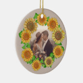 Elegant Floral Boho Sunflower Rustic Taupe Wedding Keramisch Ornament (Rechts)