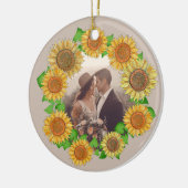 Elegant Floral Boho Sunflower Rustic Taupe Wedding Keramisch Ornament (Links)
