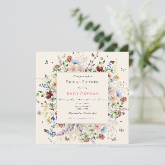 Elegant Floral Boho Waterverf Vrijgezellenfeest Kaart (Staand voorkant)