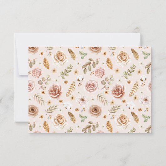 Elegant Floral Boho Wedding RSVP Response Card (Achterkant)