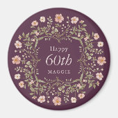 Elegant Floral Border 60th Birthday Celebration Magneet (Voorkant)