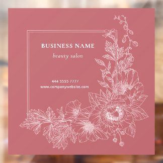 Elegant Floral Border Beauty Salon Dusty Pink Raamsticker