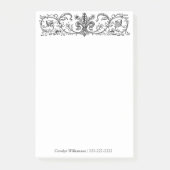 Elegant Floral Border Custom Black White Large Post-it® Notes (Voorkant)