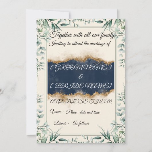 Elegant Floral Border Wedding Invitation Card |  Kaart (Voorkant)