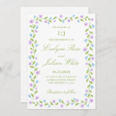 Elegant Floral Border Wedding Uitnodiging (Voorkant / Achterkant)