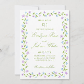 Elegant Floral Border Wedding Uitnodiging