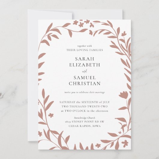 Elegant Floral Border Wedding Uitnodiging (Voorkant)