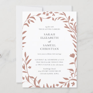Elegant Floral Border Wedding Uitnodiging