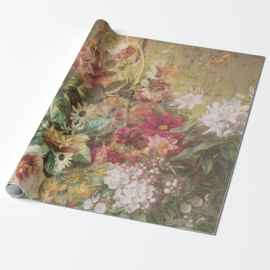 Elegant Floral Botanical Cadeaupapier (Uitgerold)