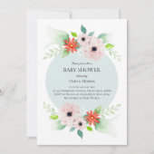 Elegant Floral Botanical Flowers Baby shower Kaart (Voorkant)