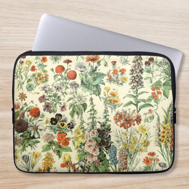 Elegant Floral Botanical Flowers laptophoes Laptop Sleeve (Creator heeft geüpload)
