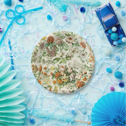 Elegant Floral Botanical Flowers Pattern Napkins Papieren Bordje (Feest)