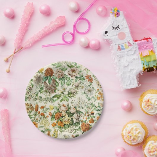 Elegant Floral Botanical Flowers Pattern Napkins Papieren Bordje (Feest)