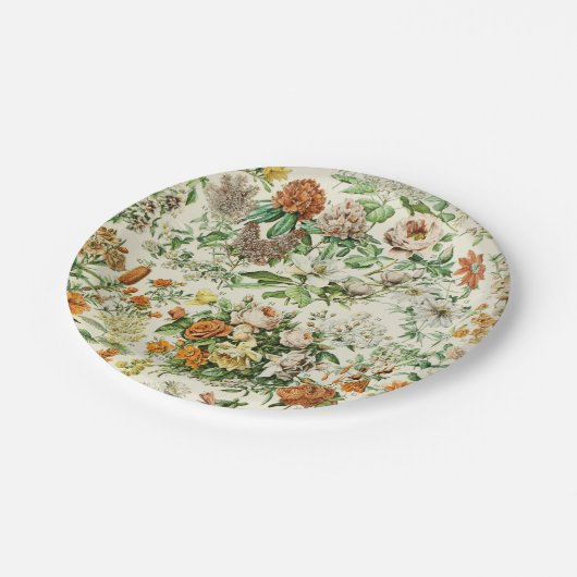 Elegant Floral Botanical Flowers Pattern Napkins Papieren Bordje (Gekanteld)