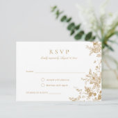 Elegant Floral  Botanical Gold RSVP Card Kaart (Staand voorkant)