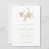 Elegant Floral Botanical Gold Wedding Kaart (Voorkant)