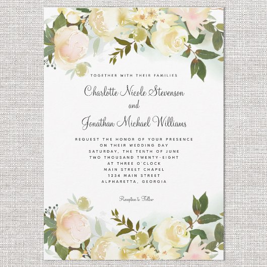 Elegant Floral Botanical Greenery Leaves Wedding Kaart